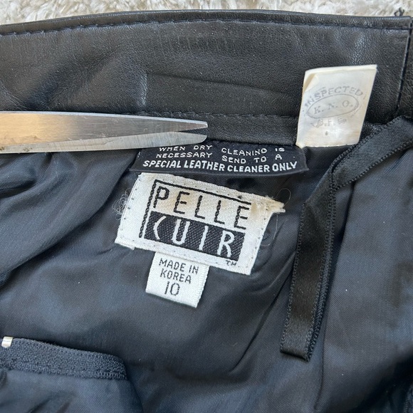 Vtg Pelle Cuir Black 100% Leather Midi Skirt - Picture 5 of 5